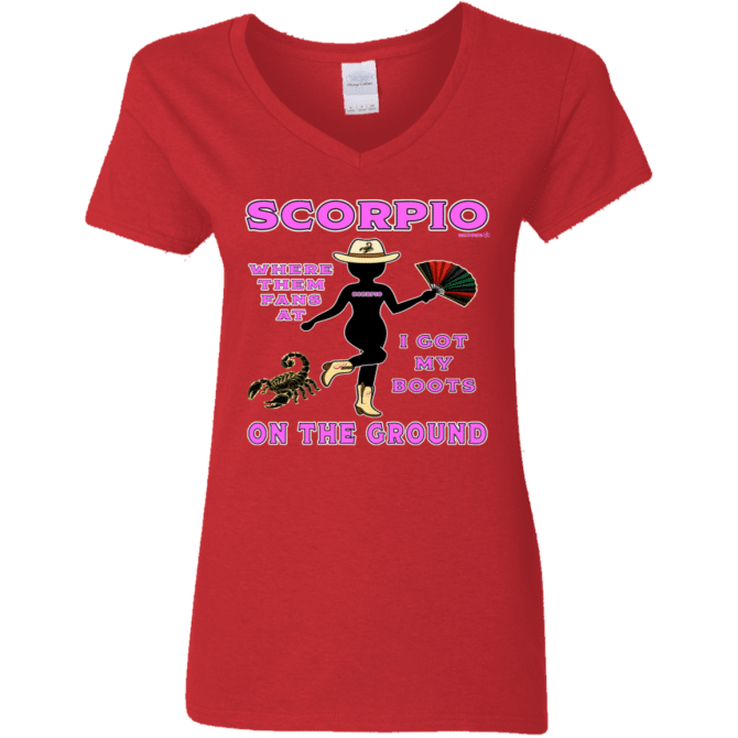Scorpio Boots On The Ground - Ladies'  V-Neck - Image 5