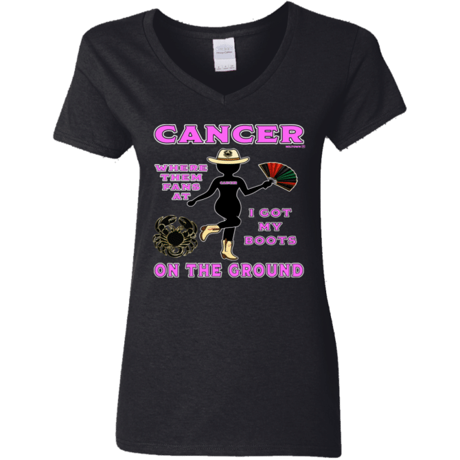 Cancer Boots On The Ground - Ladies'  V-Neck - Image 2