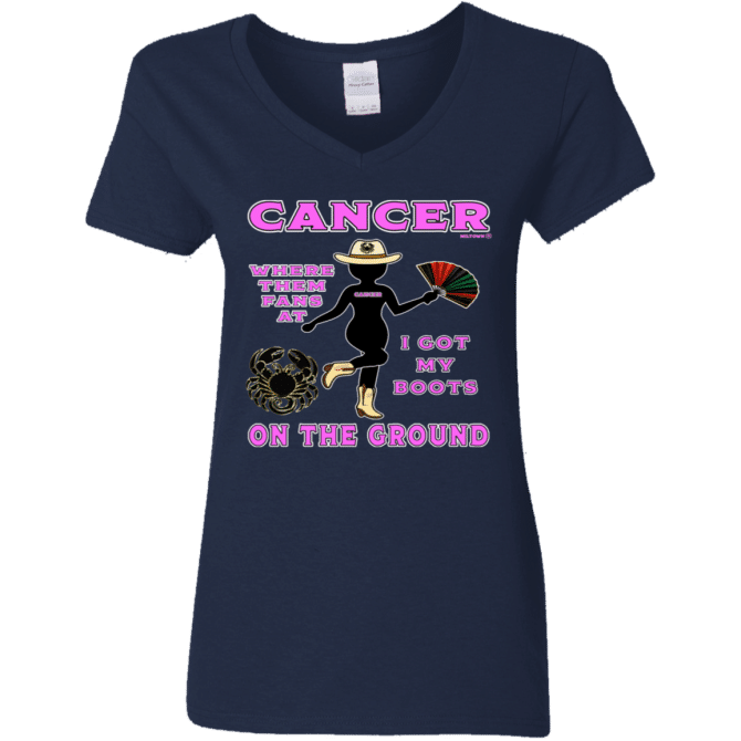 Cancer Boots On The Ground - Ladies'  V-Neck - Image 3