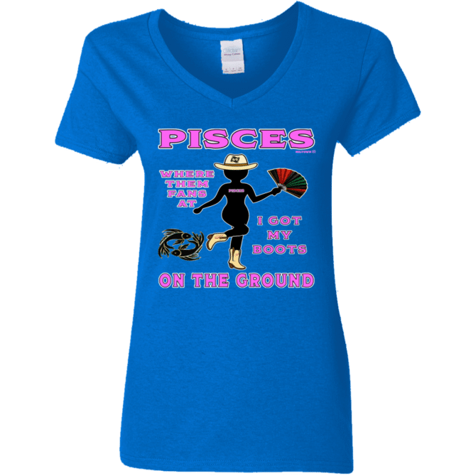 Pisces Boots On The Ground - Ladies'  V-Neck - Image 6