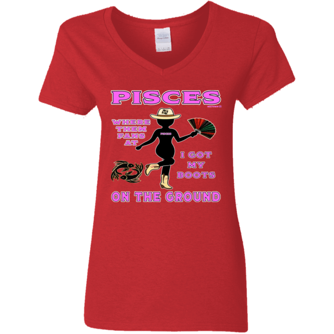 Pisces Boots On The Ground - Ladies'  V-Neck - Image 5