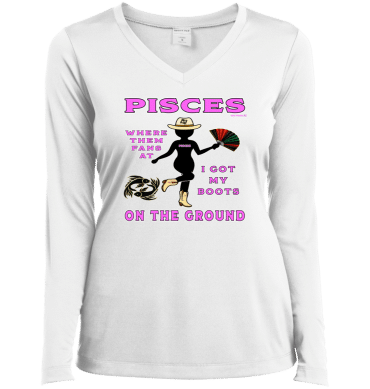 Pisces Boots On The Ground - Ladies LgSl V-Neck