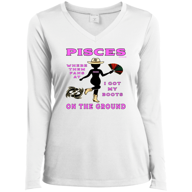 Pisces Boots On The Ground - Ladies LgSl V-Neck