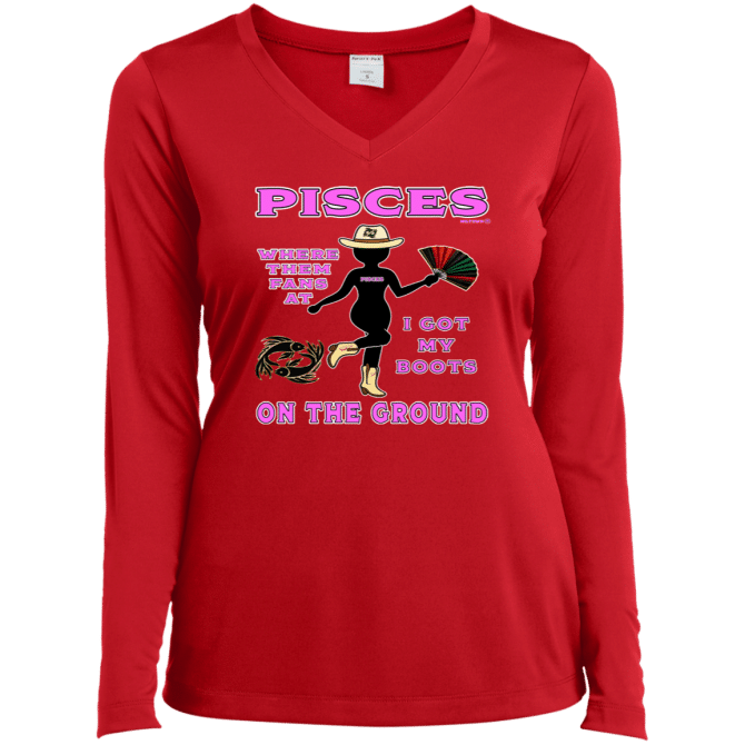 Pisces Boots On The Ground - Ladies LgSl V-Neck - Image 4