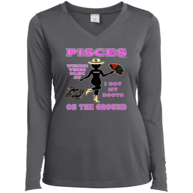 Pisces Boots On The Ground - Ladies LgSl V-Neck - Image 5