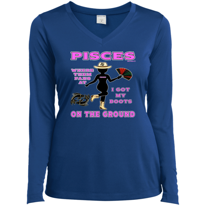 Pisces Boots On The Ground - Ladies LgSl V-Neck - Image 6