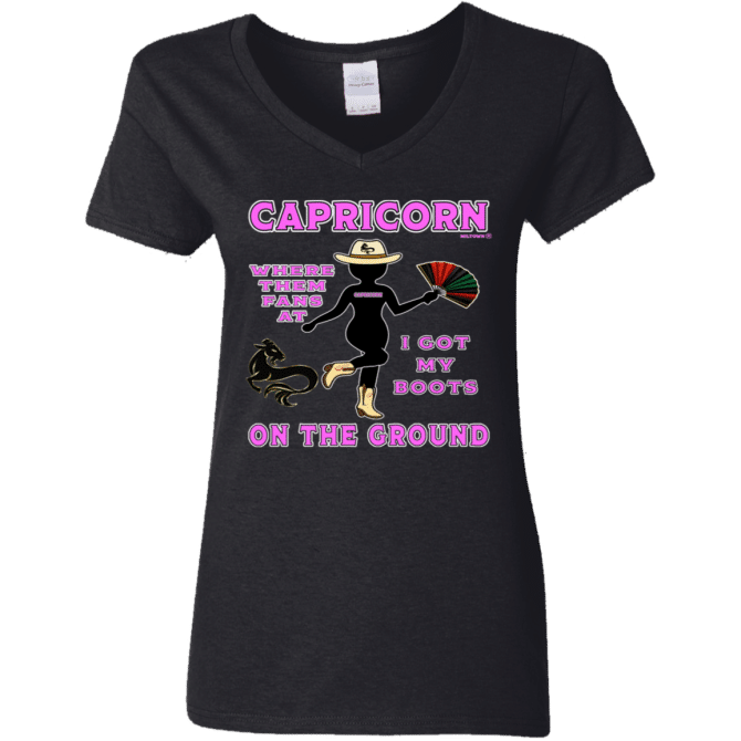 Capricorn Boots On The Ground - Ladies'  V-Neck - Image 2