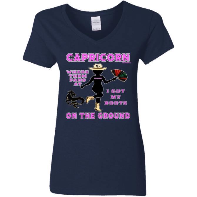 Capricorn Boots On The Ground - Ladies'  V-Neck - Image 3