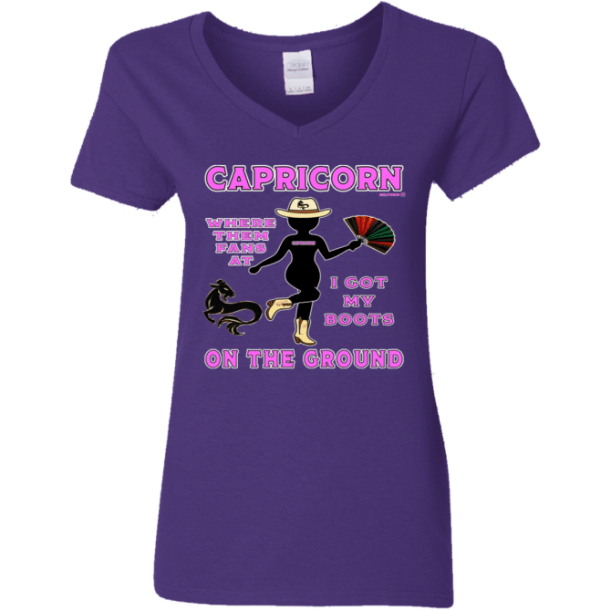 Capricorn Boots On The Ground - Ladies'  V-Neck - Image 4