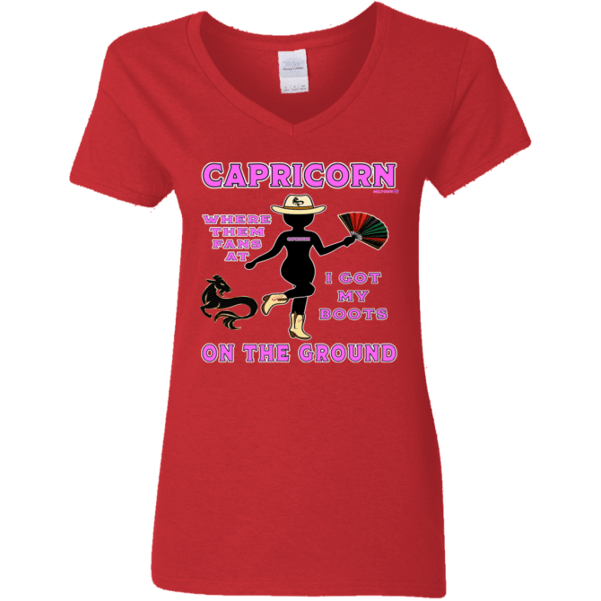 Capricorn Boots On The Ground - Ladies'  V-Neck - Image 5