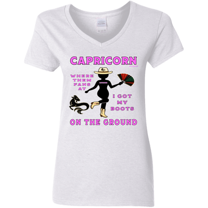 Capricorn Boots On The Ground - Ladies'  V-Neck
