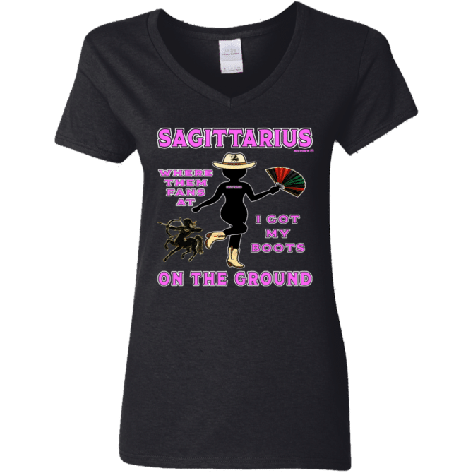 Sagittarius Boots On The Ground - Ladies'  V-Neck - Image 2