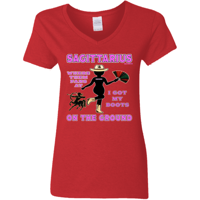 Sagittarius Boots On The Ground - Ladies'  V-Neck - Image 5