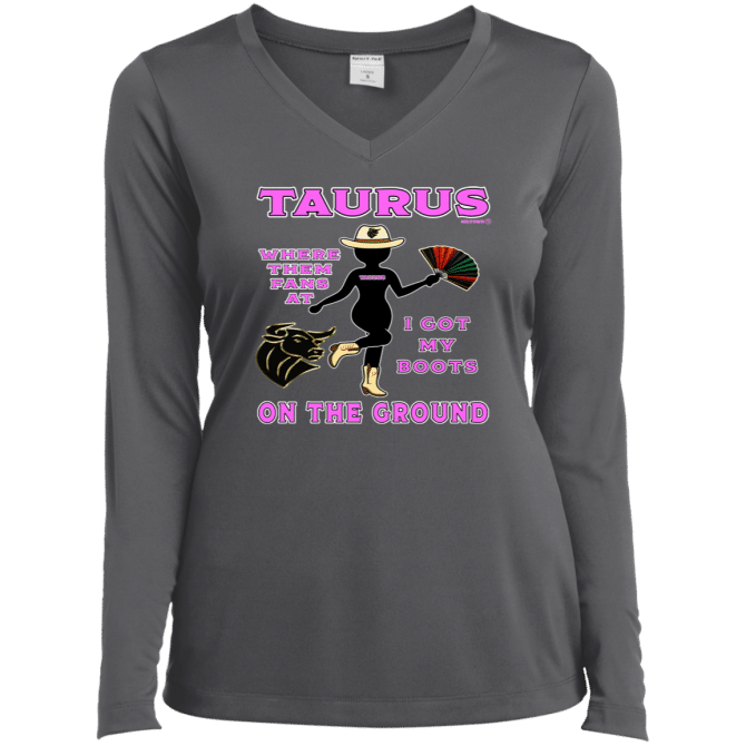 Taurus Boots On The Ground - Ladies LgSl V-Neck - Image 5