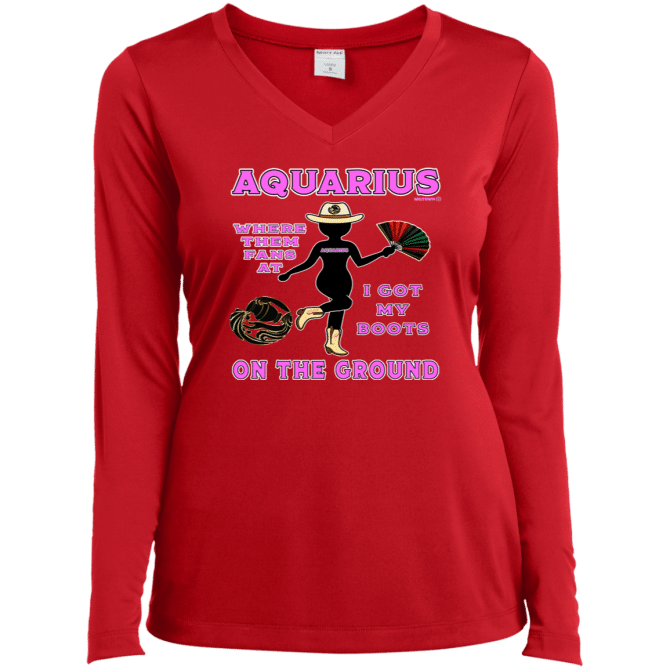 Aquarius Boots On The Ground - Ladies LgSl V-Neck - Image 4