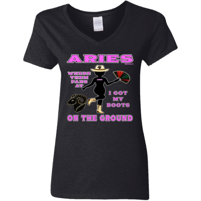 Aries Boots On The Ground - Ladies'  V-Neck - Image 2