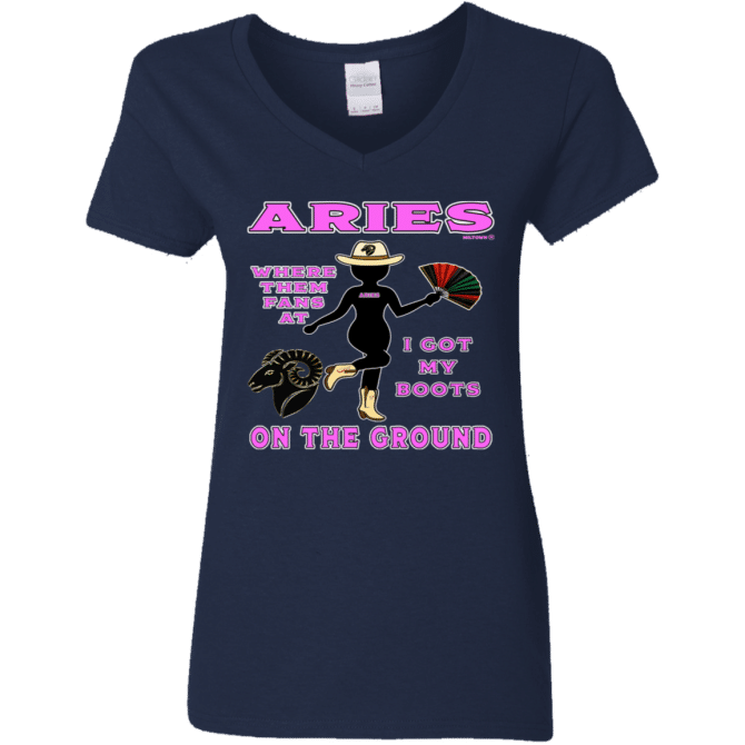 Aries Boots On The Ground - Ladies'  V-Neck - Image 3