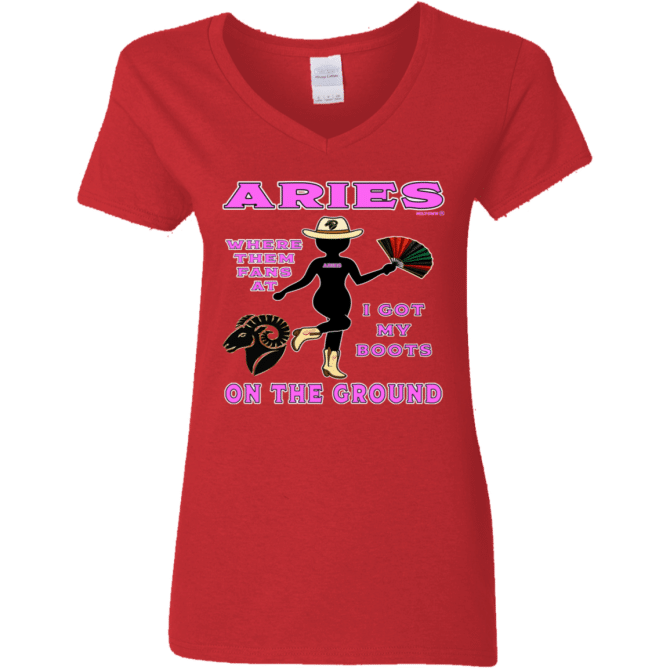 Aries Boots On The Ground - Ladies'  V-Neck - Image 5