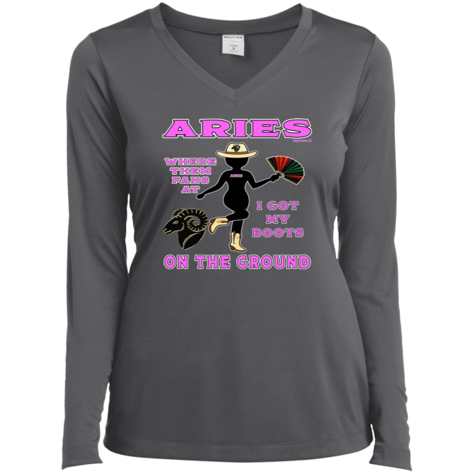 Aries Boots On The Ground - Ladies LgSl V-Neck - Image 5