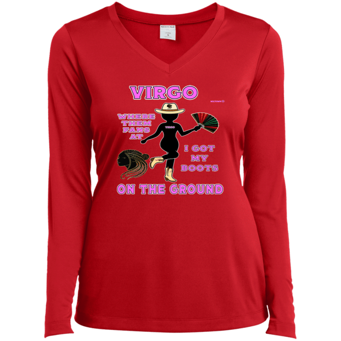 Virgo Boots On The Ground - Ladies LgSl V-Neck - Image 4