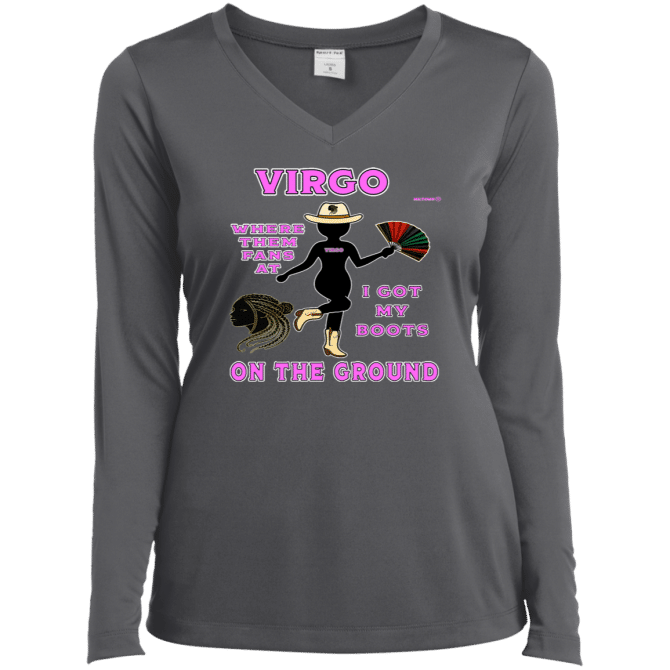 Virgo Boots On The Ground - Ladies LgSl V-Neck - Image 5