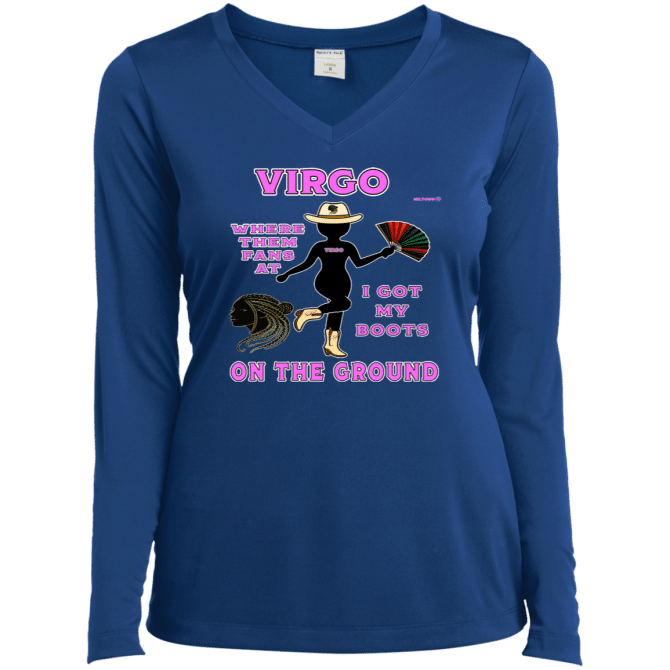 Virgo Boots On The Ground - Ladies LgSl V-Neck - Image 6