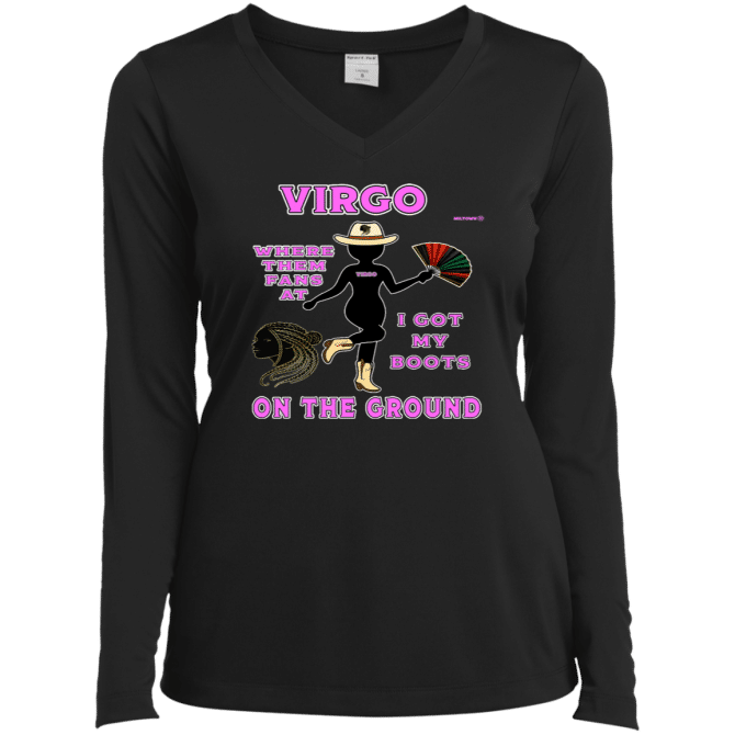 Virgo Boots On The Ground - Ladies LgSl V-Neck - Image 2