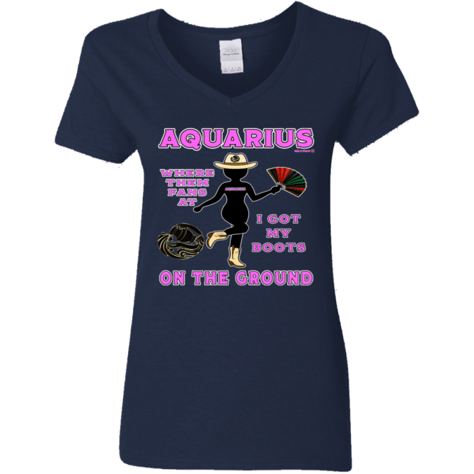 Aquarius Boots On The Ground - Ladies'  V-Neck - Image 3