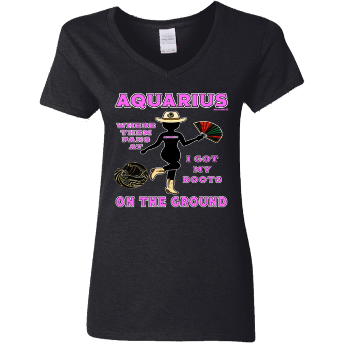 Aquarius Boots On The Ground - Ladies'  V-Neck - Image 2