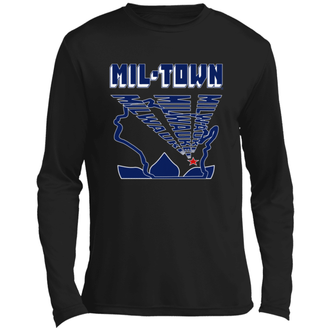 MIL-TOWN Milwaukee Wisconsin Text Rays - Lg Sleeve Tee - Image 3