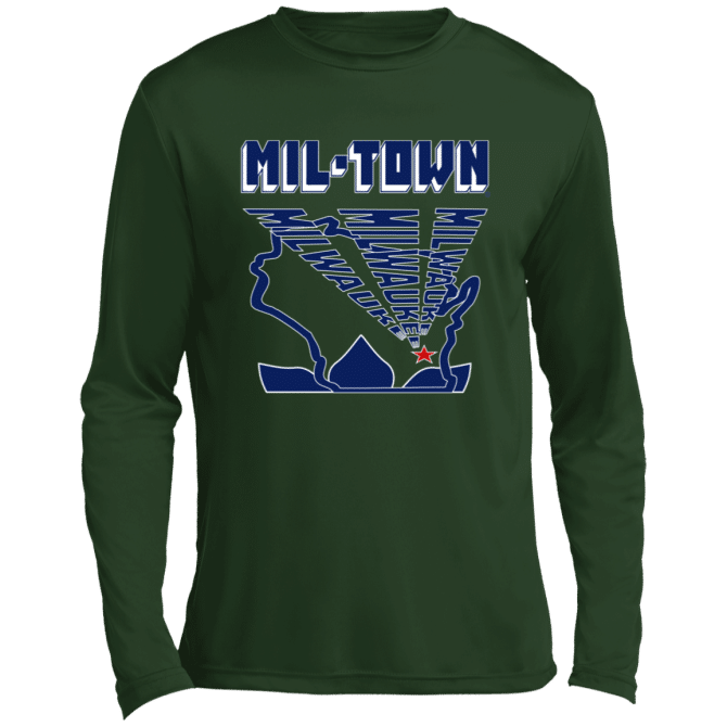 MIL-TOWN Milwaukee Wisconsin Text Rays - Lg Sleeve Tee - Image 4