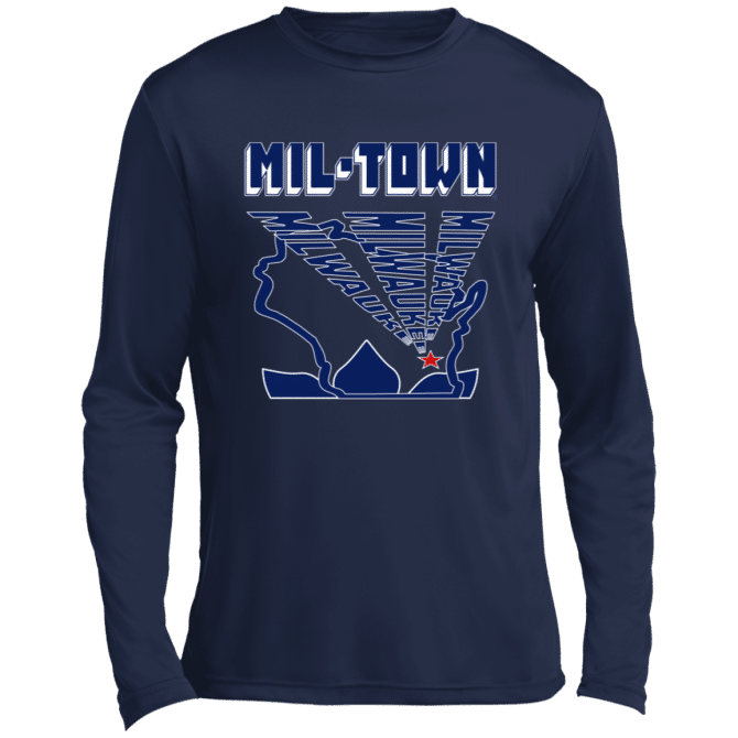 MIL-TOWN Milwaukee Wisconsin Text Rays - Lg Sleeve Tee - Image 5
