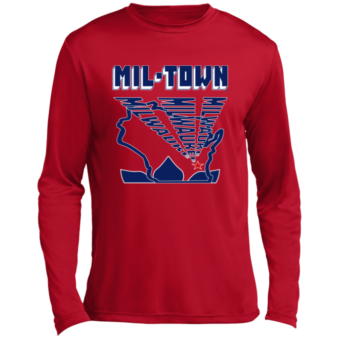 MIL-TOWN Milwaukee Wisconsin Text Rays - Lg Sleeve Tee - Image 6