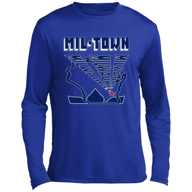 MIL-TOWN Milwaukee Wisconsin Text Rays - Lg Sleeve Tee - Image 7
