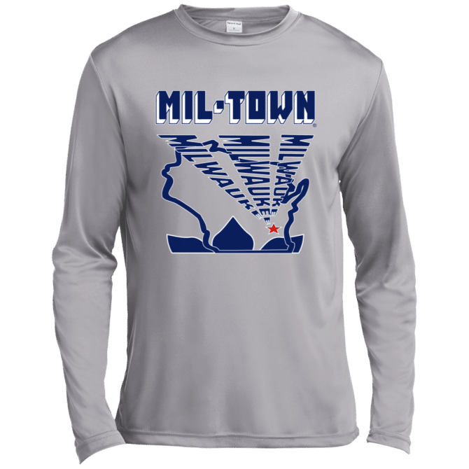 MIL-TOWN Milwaukee Wisconsin Text Rays - Lg Sleeve Tee