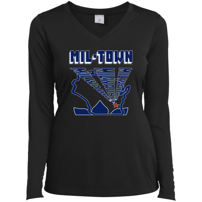 MIL-TOWN Milwaukee Rays - Ladies LgSl V-Neck - Image 2
