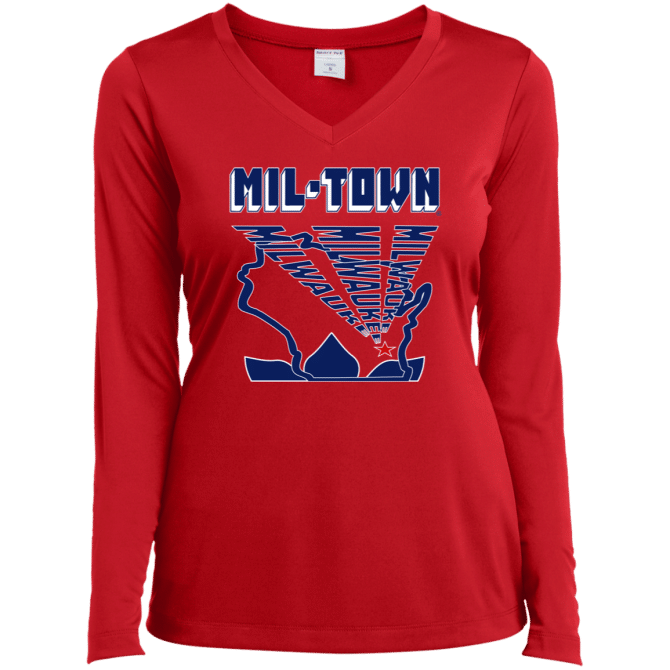 MIL-TOWN Milwaukee Rays - Ladies LgSl V-Neck - Image 4