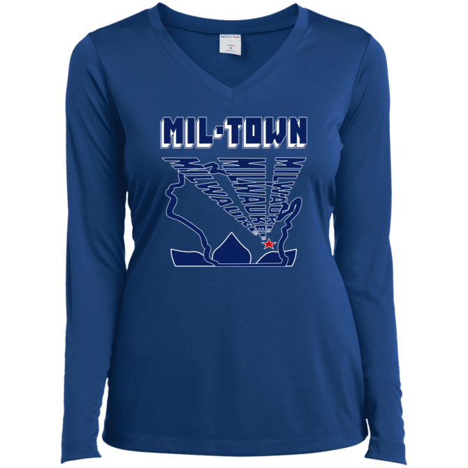MIL-TOWN Milwaukee Rays - Ladies LgSl V-Neck - Image 6