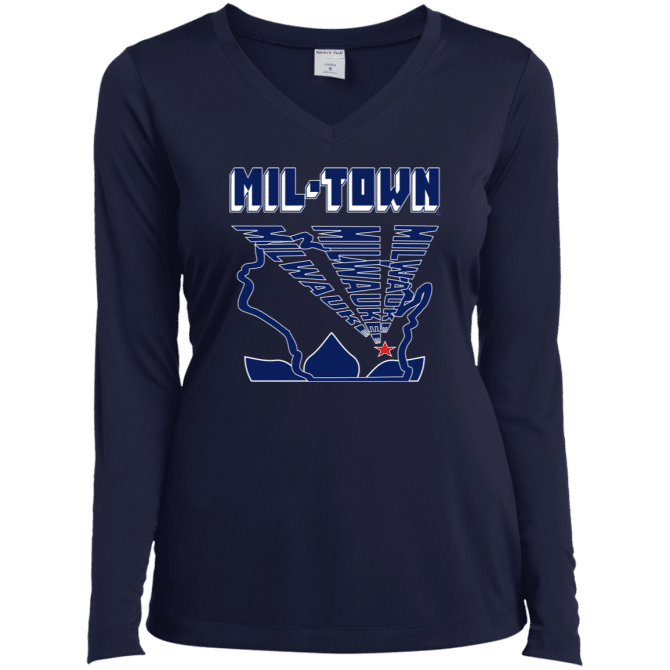 MIL-TOWN Milwaukee Rays - Ladies LgSl V-Neck - Image 3