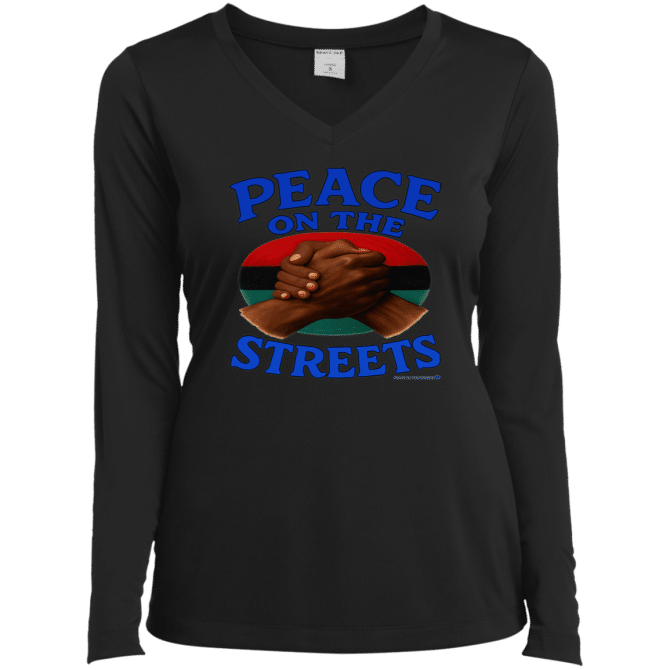 Peace On The Streets 02 - Ladies LgSl V-Neck - Image 2
