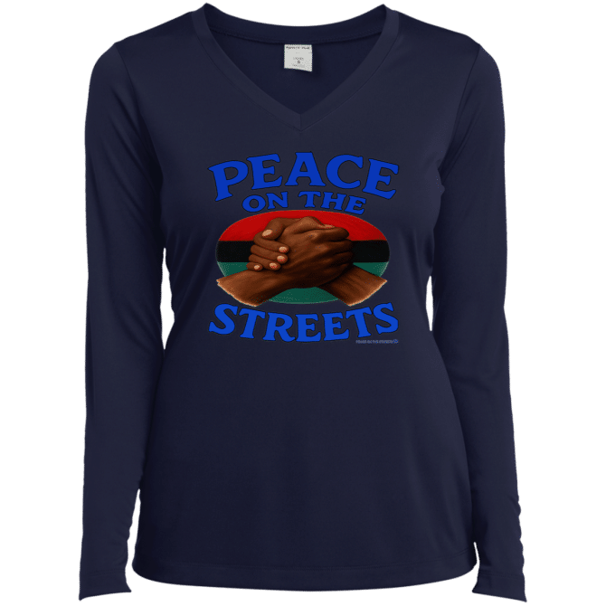 Peace On The Streets 02 - Ladies LgSl V-Neck - Image 3