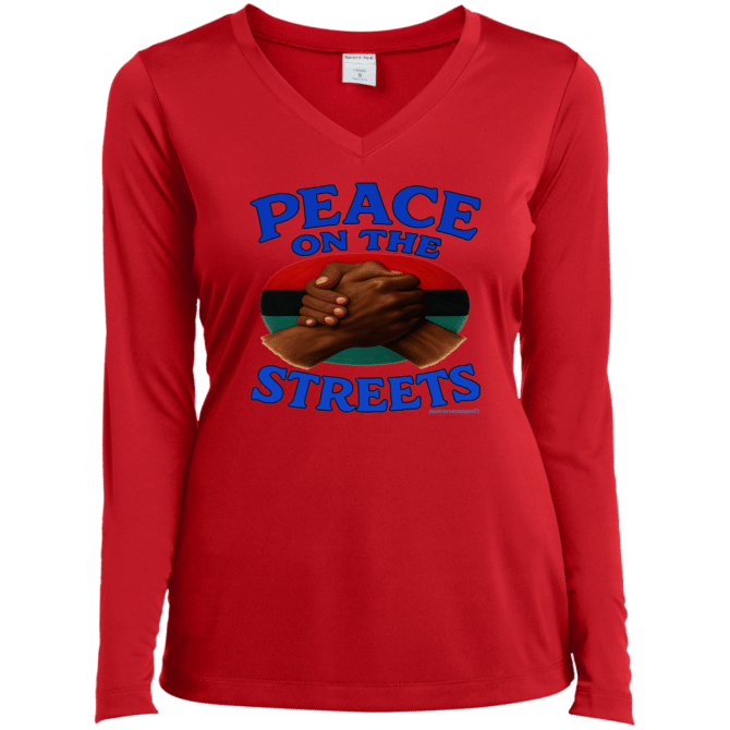 Peace On The Streets 02 - Ladies LgSl V-Neck - Image 4