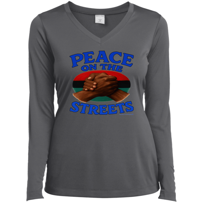 Peace On The Streets 02 - Ladies LgSl V-Neck - Image 5