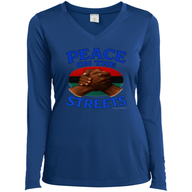 Peace On The Streets 02 - Ladies LgSl V-Neck - Image 6