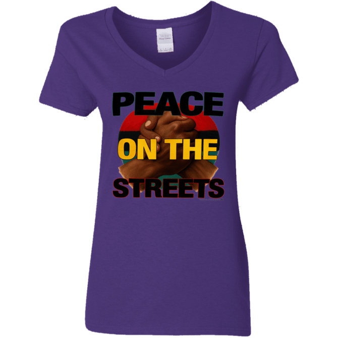 Peace On The Streets 01 - Ladies'  V-Neck - Image 4