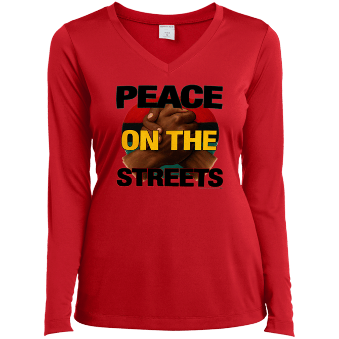 Peace On The Streets 01 -Ladies LgSl V-Neck - Image 4