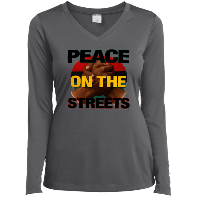 Peace On The Streets 01 -Ladies LgSl V-Neck - Image 5