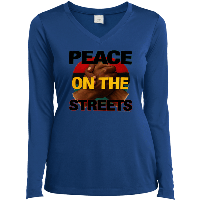 Peace On The Streets 01 -Ladies LgSl V-Neck - Image 6
